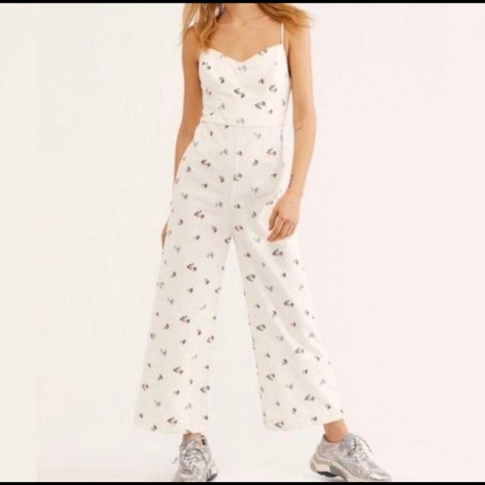 NEW Free People Lights Off Embroidered Jumpsuit